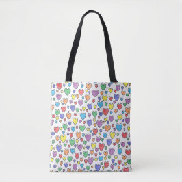 Bolso De Tela Corazones de colores
