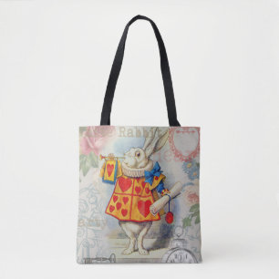 Bolso De Tela Corazones de Conejo Blanco Alice Clásico