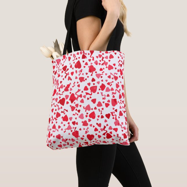 Bolso De Tela Corazones de Confetti Rojo (Detalle)