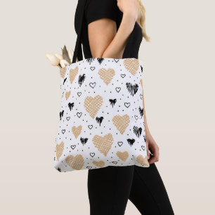 Bolso De Tela Corazones de Doodle dibujados a mano