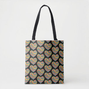 Bolso De Tela Corazones de Mandala