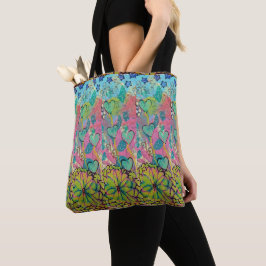 Bolso De Tela Corazones de medios mixtos