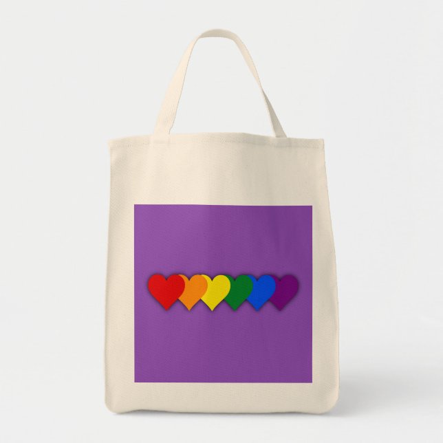Bolso De Tela corazones de orgullo LGBT (Frente)