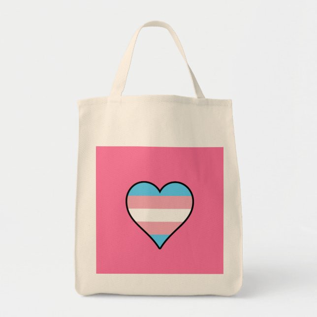 Bolso De Tela Corazones de orgullo transgénero (Frente)