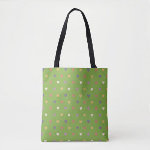 Bolso De Tela Corazones de polka en verde vegetal