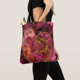 BOLSO DE TELA CORAZONES DE SAN VALENTÍN DE BRILLO ROSA INTENSO Y