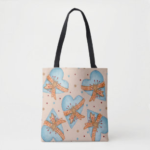 Bolso De Tela Corazones Del País Y Puntos De La Polka Hombran La