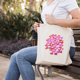Bolso De Tela corazones el día de San Valentín - rosa y magenta