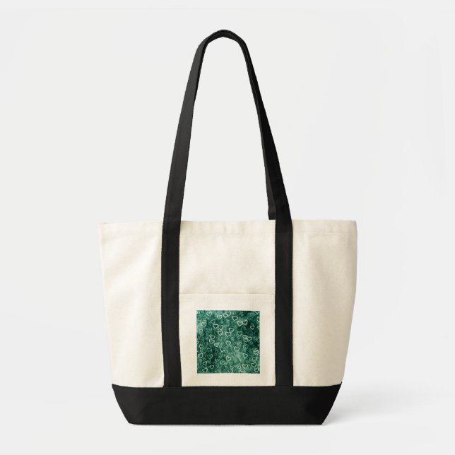 Bolso De Tela Corazones en caída - Verde azulados (Frente)