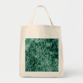 Bolso De Tela Corazones en caída - Verde azulados
