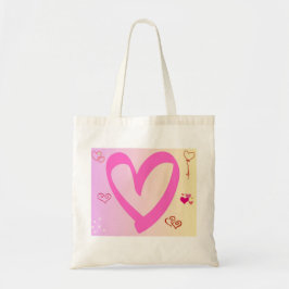 Bolso De Tela Corazones en degradado rosa