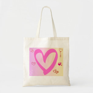 Bolso De Tela Corazones en degradado rosa