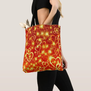 Bolso De Tela Corazones en llamas