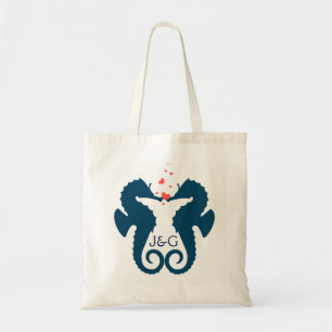 Bolso De Tela Corazones marinos azules de la marina cute