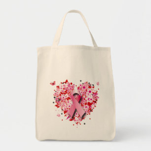 BOLSO DE TELA CORAZONES, MARIPOSAS Y CINTA ROSADA