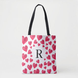 Bolso De Tela Corazones Monograma Día de San Valentín Lindos