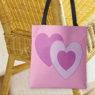 Bolso De Tela Corazones púrpuras rosadas Pastel