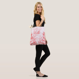 Bolso De Tela Corazones Rojo y Rosa