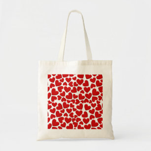 Bolso De Tela Corazones Rojos Puffy