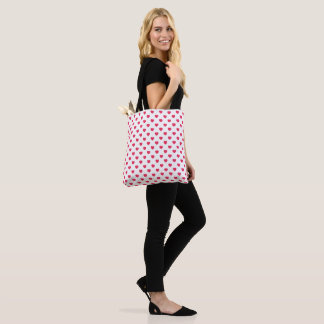 Bolso De Tela Corazones rojos sobre fondo blanco > Totes de San 