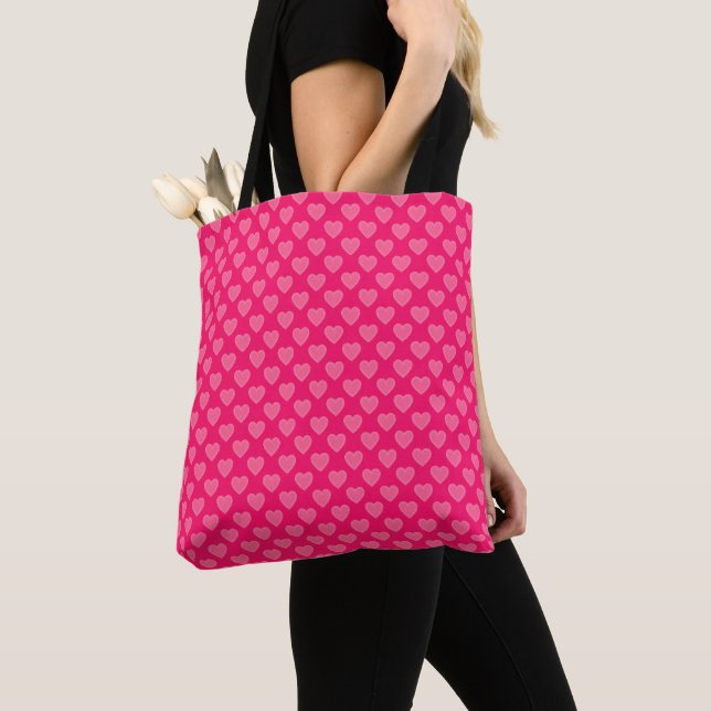 Bolso De Tela Corazones rosados (Detalle)