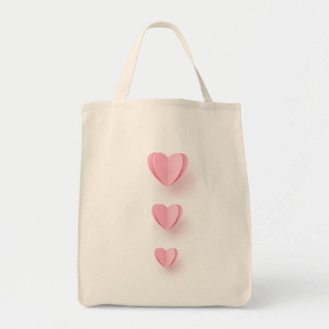 Bolso De Tela Corazones rosados (Frente)