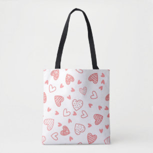 Bolso De Tela Corazones rosados simples