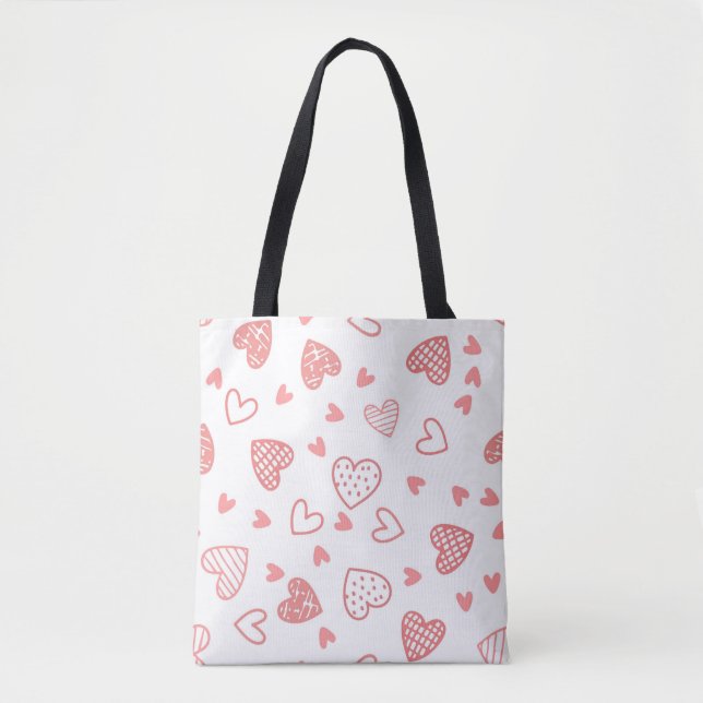 Bolso De Tela Corazones rosados simples (Anverso)