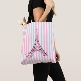 Bolso De Tela Corazones rosados y mariposas París Torre Eiffel