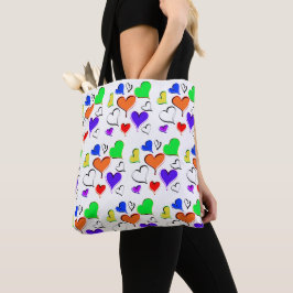 Bolso De Tela Corazones verdes del Naranja rojo