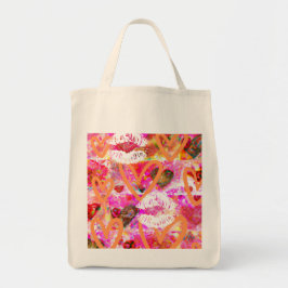 Bolso De Tela Corazones y labios