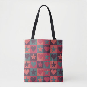 Bolso De Tela Corazones y rosa del modelo de estrellas