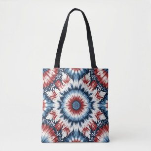 Bolso De Tela Corbata teñida de rojo, blanco y azul