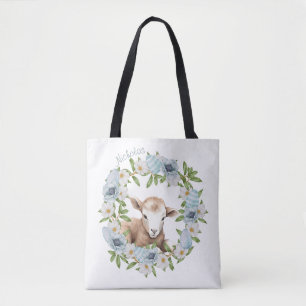 Bolso De Tela Cordero de Pascua Personalizado Acuarela