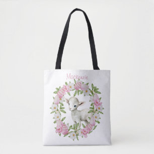 Bolso De Tela Cordero de Pascua Personalizado Acuarela