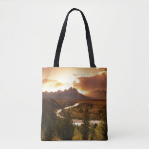 Bolso De Tela Cordillera Teton al atardecer, desde el río Snake