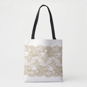 Bolso De Tela Cordón beige