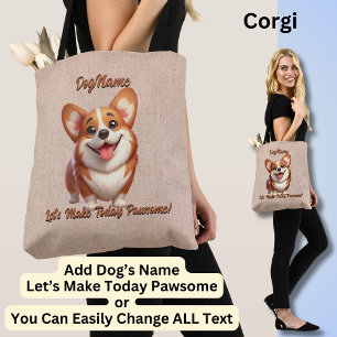 Bolso De Tela Corgi - Añadir nombre de perro, cambiar texto