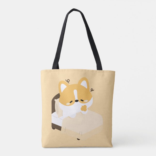 Bolso De Tela Corgi Cansado Adorable (Reverso)