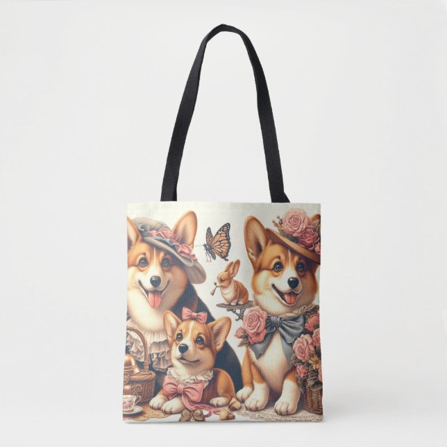 Bolso De Tela Corgi Cardigan galés de época (Anverso)