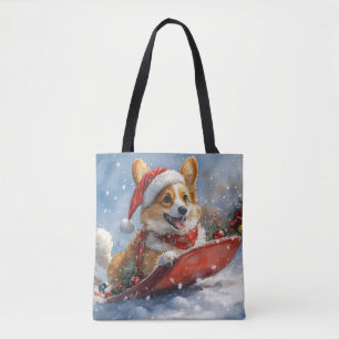 Bolso De Tela Corgi Dog en Sledge Let it Snow Navidades