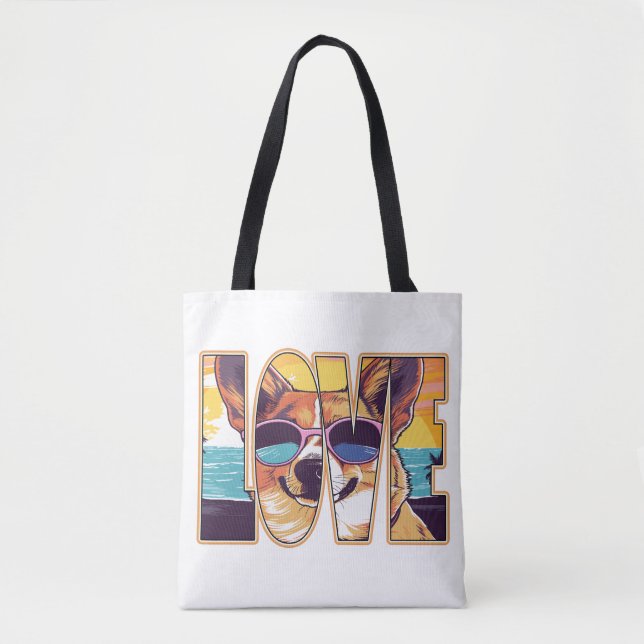 Bolso De Tela Corgi Dog Love (Anverso)