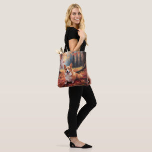 Bolso De Tela Corgi en Hojas de Otoño Caídas Inspira
