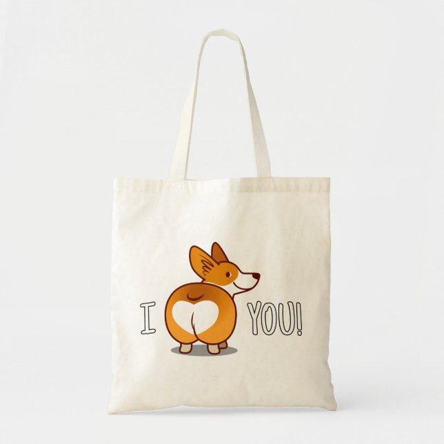 Bolso De Tela Corgi - Te amo (Frente)