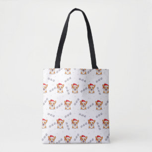 Bolso De Tela Corgis en el patrón de los Navidades Santa Hats