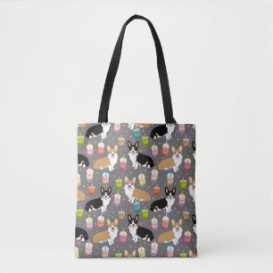 Bolso De Tela Corgis tri y rojos del té de la burbuja del Corgi
