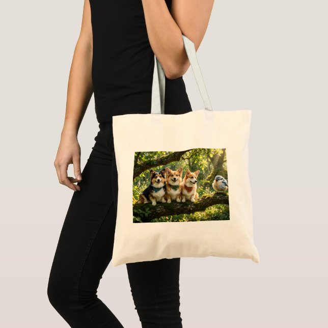 Bolso De Tela Corgis y pájaro (Anverso (producto))