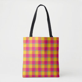 Bolso De Tela Corn and Razzmatazz Plaid Yellow Pink