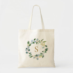 Bolso De Tela Coroa de Letras de Verde Elegante de Hojas de Euca