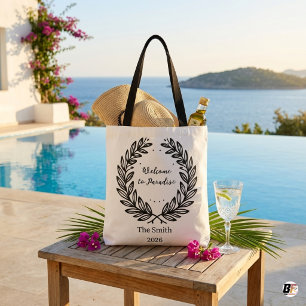 Bolso De Tela Corona Botánica Elegante Bienvenido al Paraíso Cus
